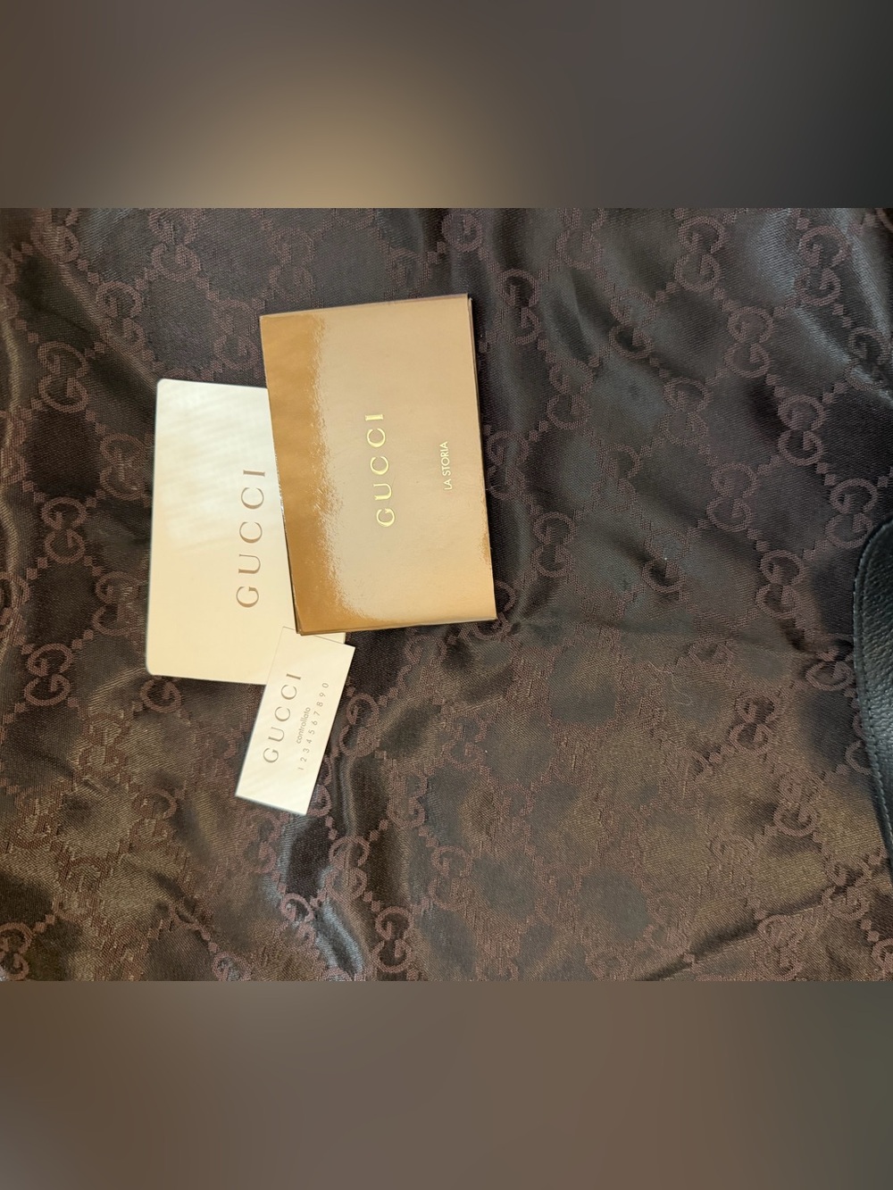 Gucci Black Monogram Canvas Satchel with Gold Hardware - Picture 10 of 15